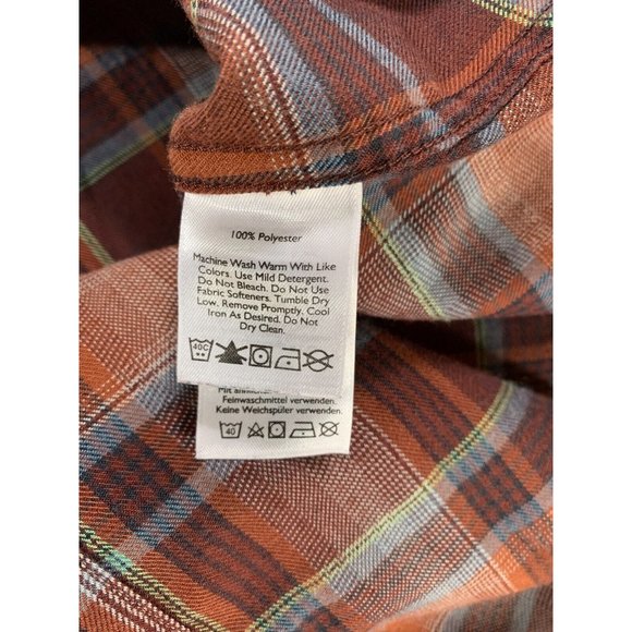 Eddie Bauer Classic Fit Plaid Polyester Button Down Shirt (Men's XXL) Red - Picture 11 of 12